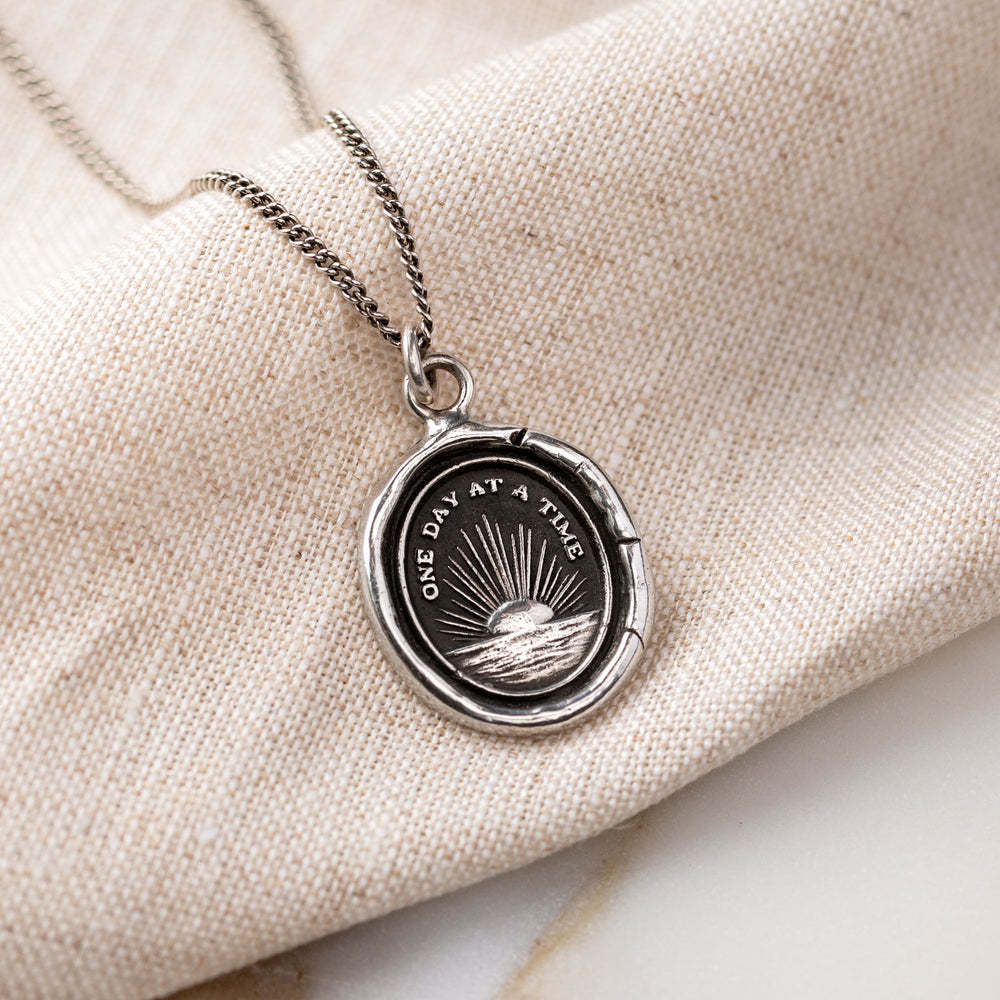 Pyrrha Necklace - One Day at a Time Oxidized Sterling Silver