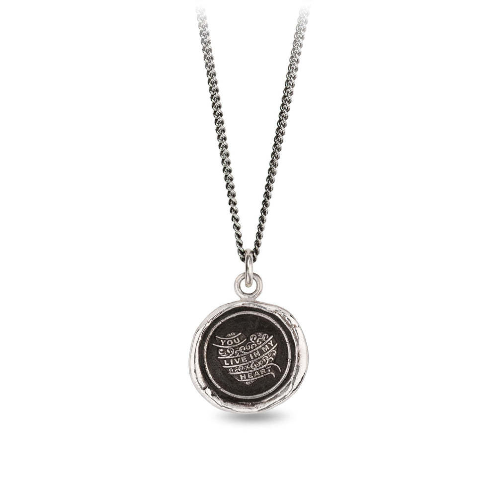 Pyrrha Necklace - You Live in My Heart Oxidized Sterling Silver