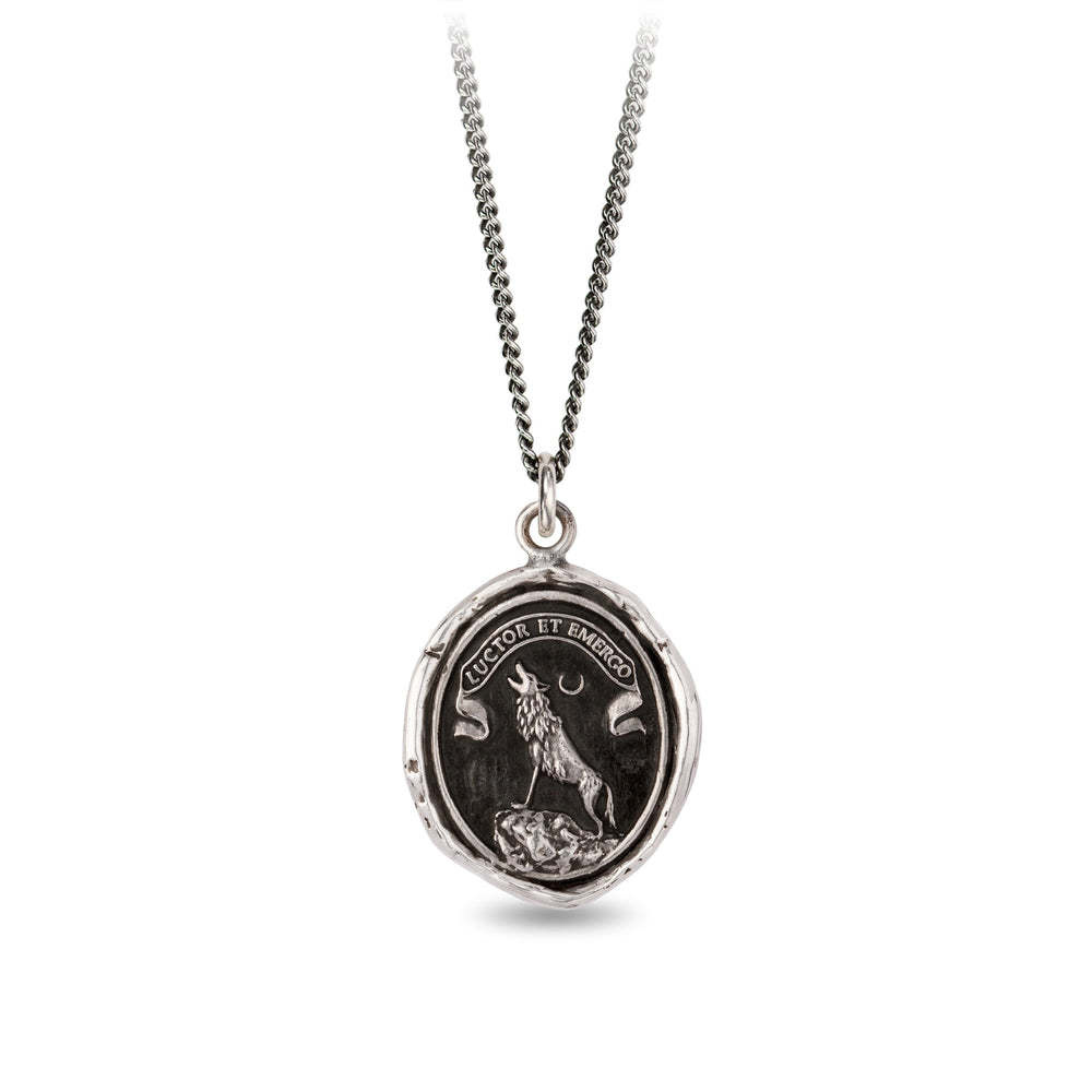 Pyrrha Necklace - Struggle and Emerge Oxidized Sterling Silver 22"