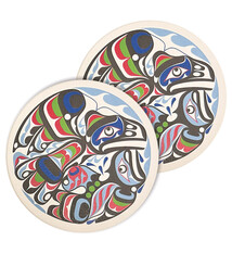 Ceramic Coasters (set of 2) - Raven and Killer Whale