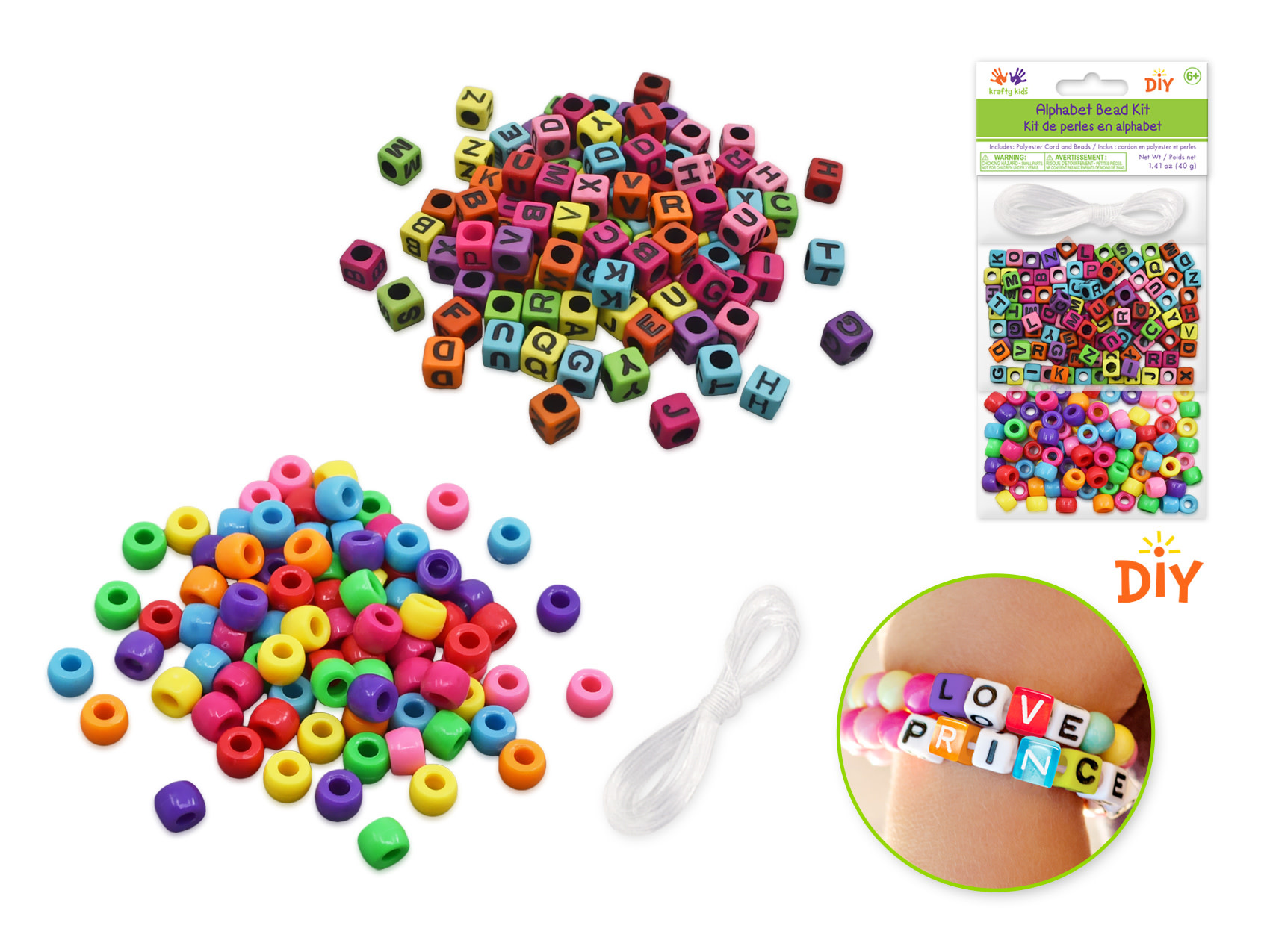 Alphabet Bead Kit w/Stretch Nylon Cord - Bold