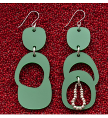 Warren Steven Scott Earrings - Eclipse Ovoids - Baily's Beads - Nettle Green