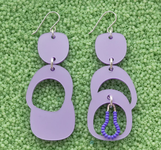 Warren Steven Scott Earrings - Eclipse Ovoids - Baily's Beads - Pony Purple