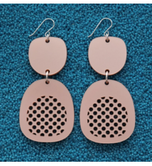 Warren Steven Scott Earrings - Inverted Ovoids - Polka Dot - Dry Pine Needle Brown