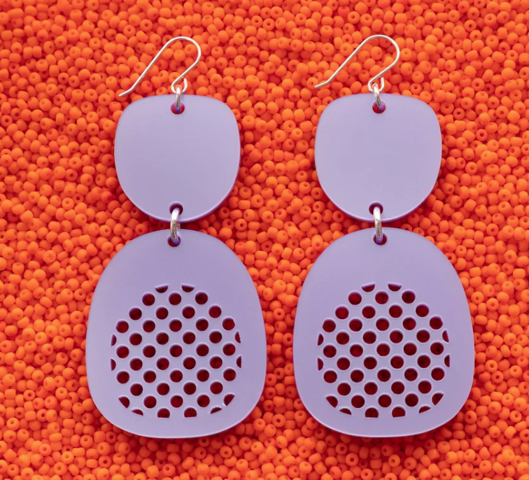Warren Steven Scott Earrings - Inverted Ovoids - Polka Dot - Pony Purple