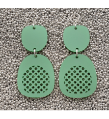 Warren Steven Scott Earrings - Mixed Ovoids - Polka Dot - Nettle Green