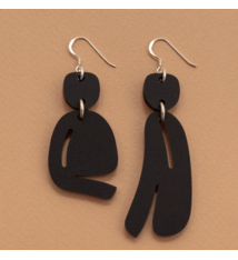 Warren Steven Scott Earrings - Slashed Ovoids - Mixed - Mini - Matte Black