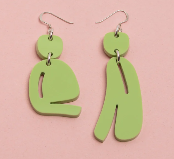 Warren Steven Scott Earrings - Slashed Ovoids - Mixed - Mini - Sour Apple
