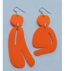 Warren Steven Scott Earrings - Slashed Ovoids - Mixed - Mini - Opaque Orange