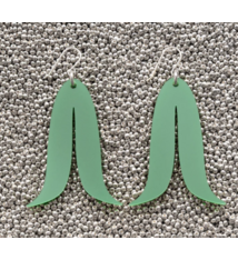 Warren Steven Scott Earrings - Joined Feather - Nettle Green