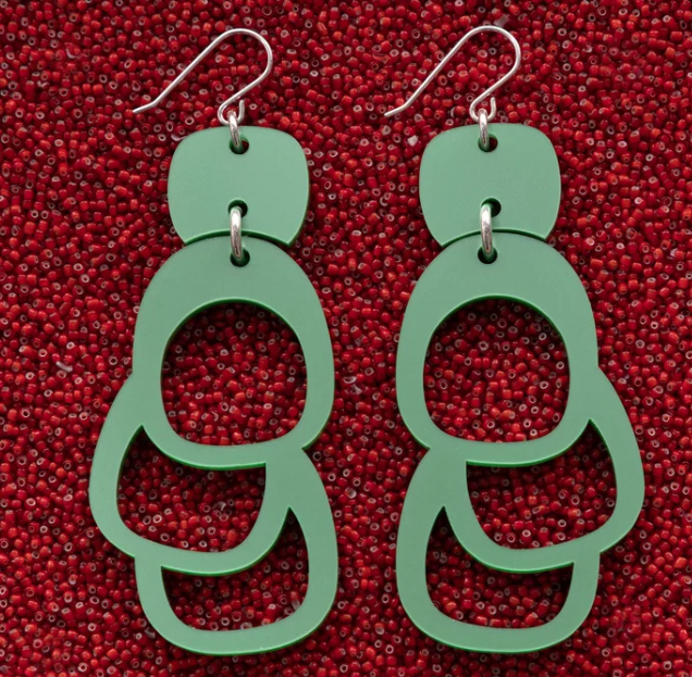 Warren Steven Scott Earrings - Eccentric Ovoids - Nettle Green
