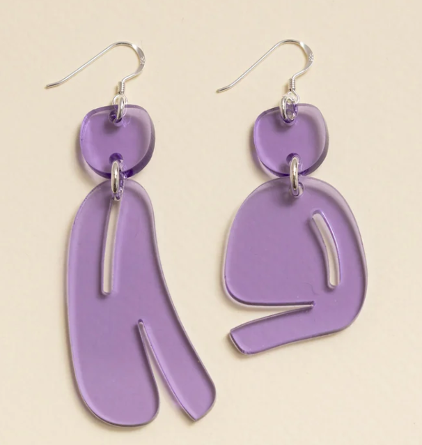 Warren Steven Scott Earrings - Slashed Ovoids - Mixed - Mini - Translucent Violet