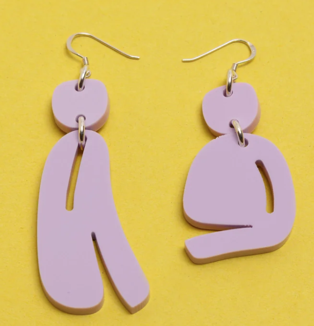 Warren Steven Scott Earrings - Slashed Ovoids - Mixed - Mini - Opaque Lilac