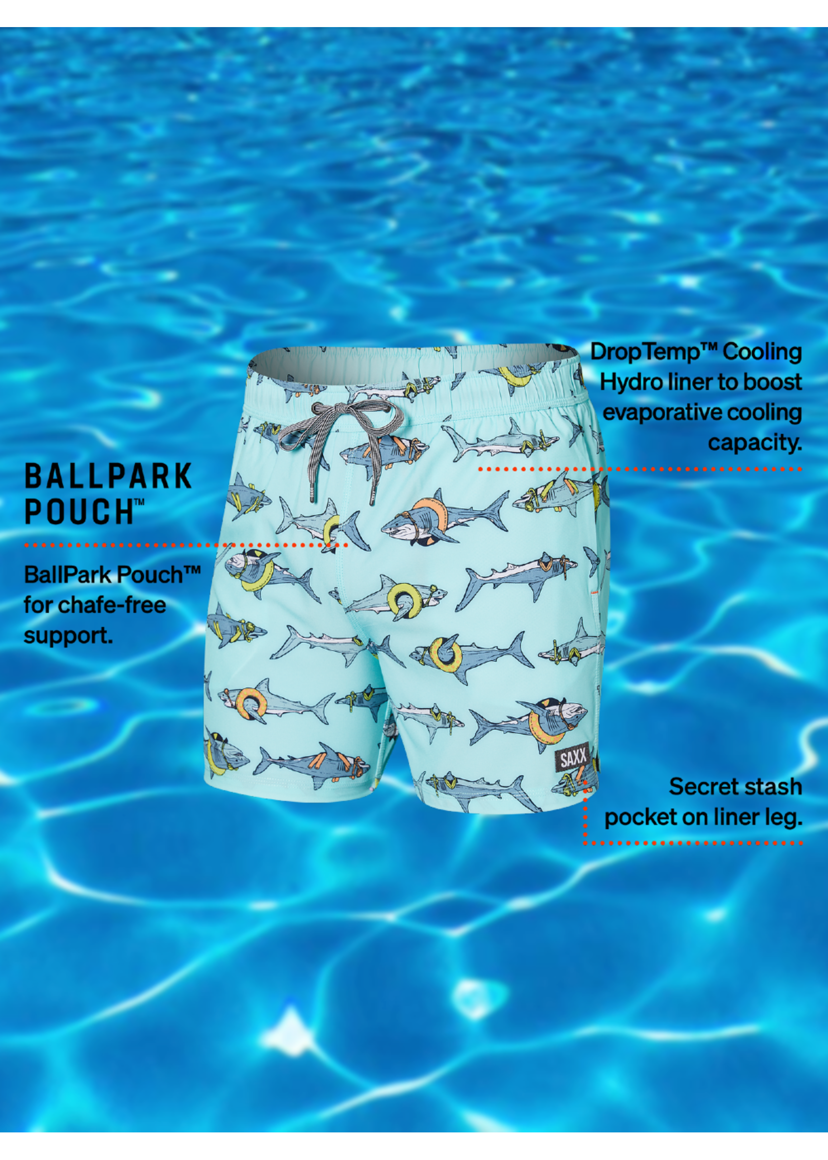 SAXX SAXX Oh Buoy 7" Volley Swim Trunks w/ Liner + Ballpark Pouch Support