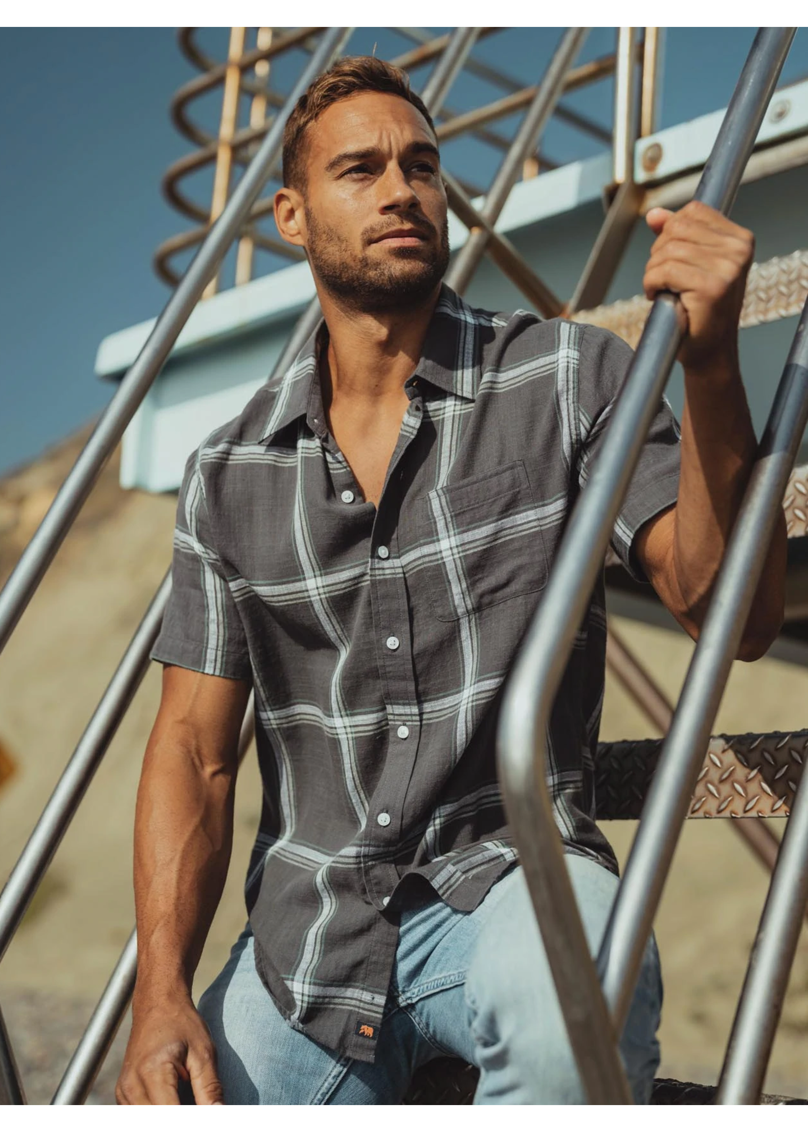 THE NORMAL BRAND Skipper Short-Sleeve Slubbed Button-Up