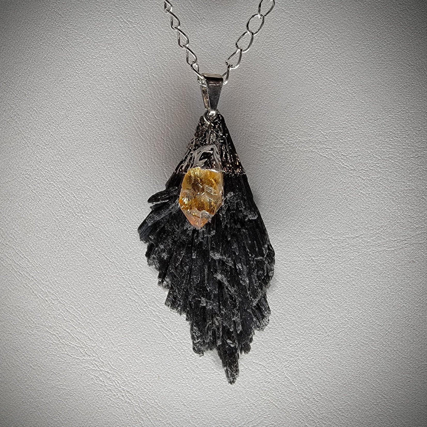 Black Kyanite/Citrine necklace