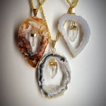 Geode Slice w/ Quartz Necklace