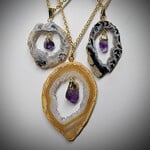 Geode slice amethyst necklace