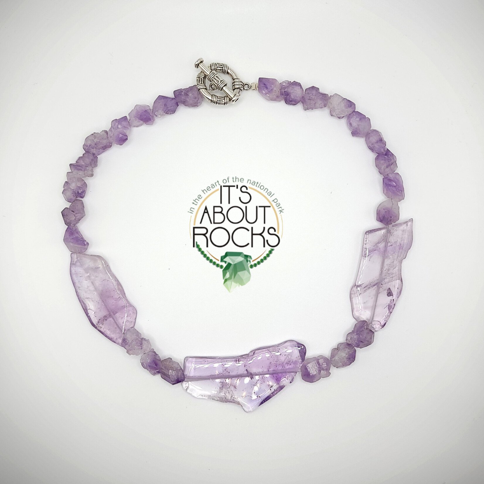 Sir Charles Raw and Flat Free-form Amethyst necklace