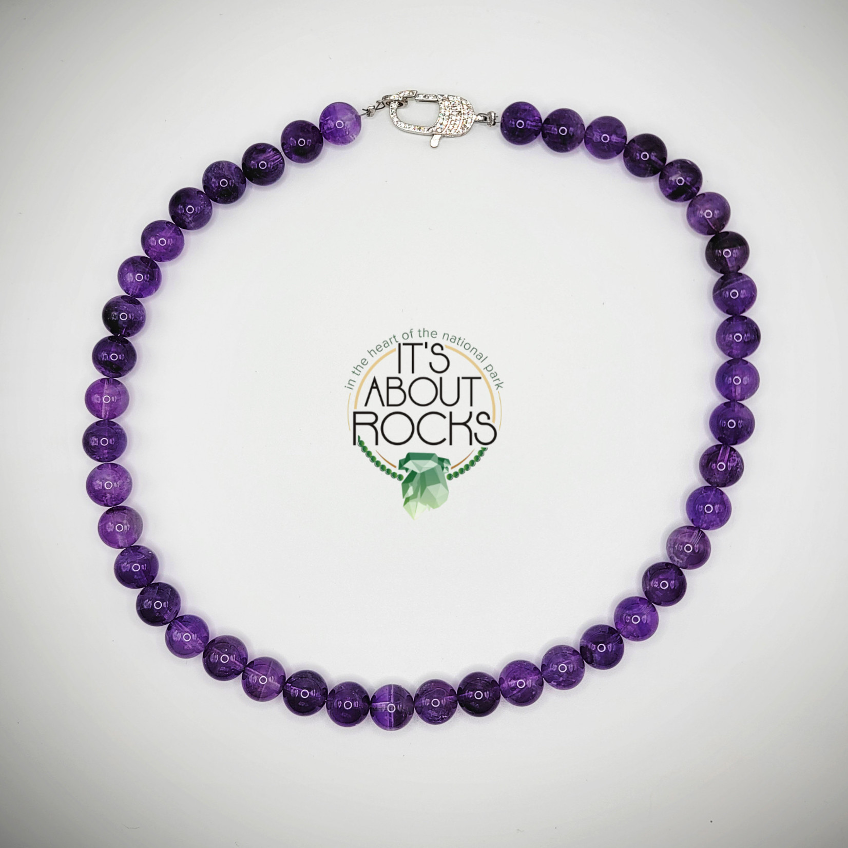 Sir Charles Amethyst Smooth 10mm Necklace 22" w/ Crystal Clasp