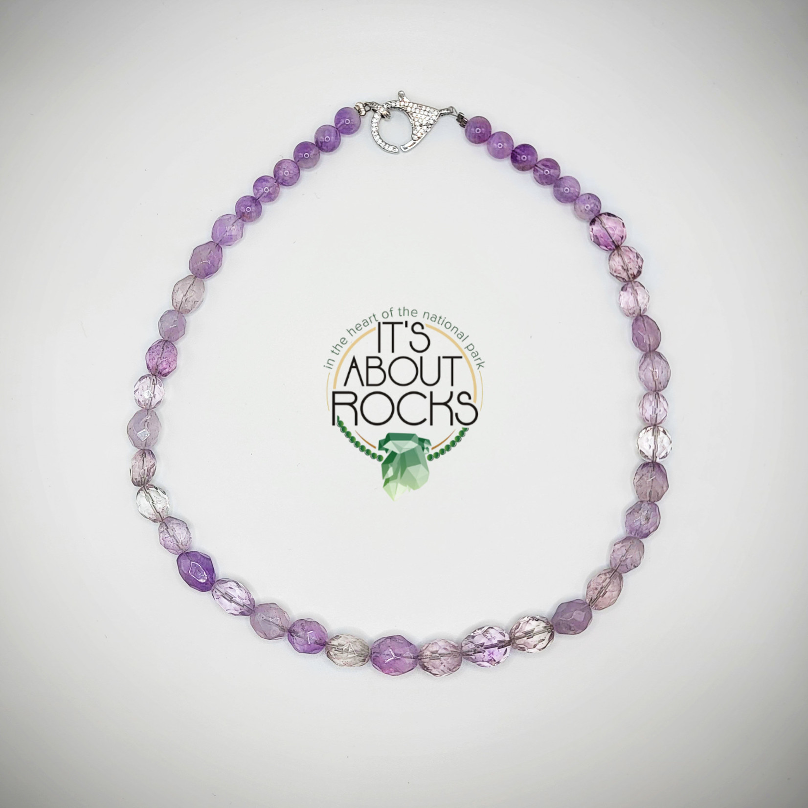 Sir Charles Amethyst & Quartz Faceted 10mm Necklace 20.5"