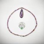 SC Charoite Pendant w/ 6mm Faceted Lepidolite Necklace 21"