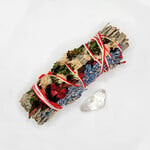 Blue Sage W/ Red & Blue Flowers & Quartz