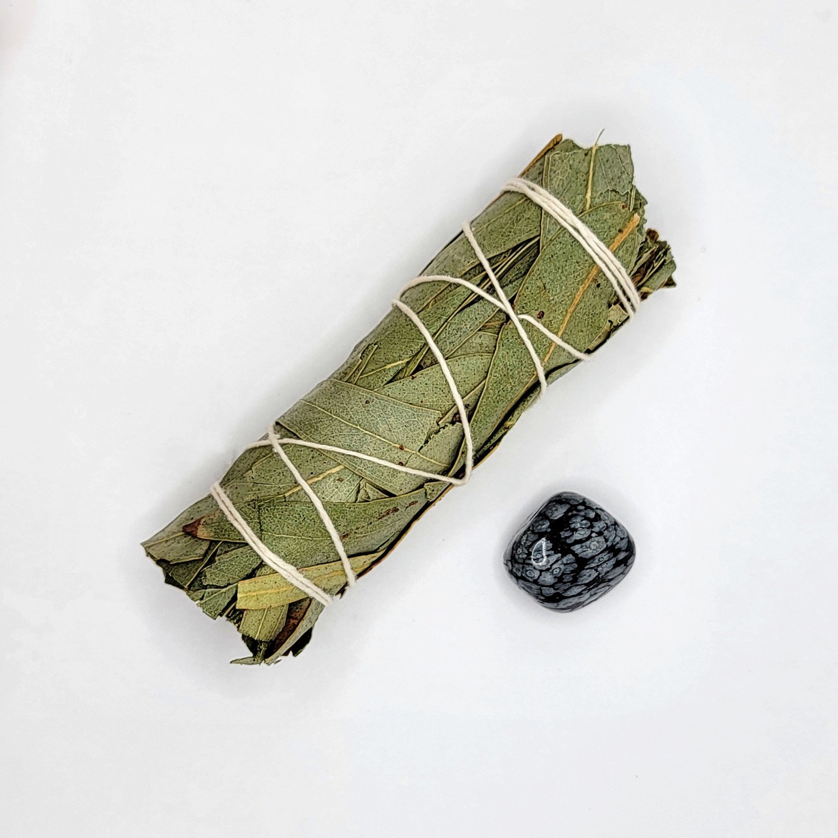 Eucalyptus Smudge with Snowflake Obsidian