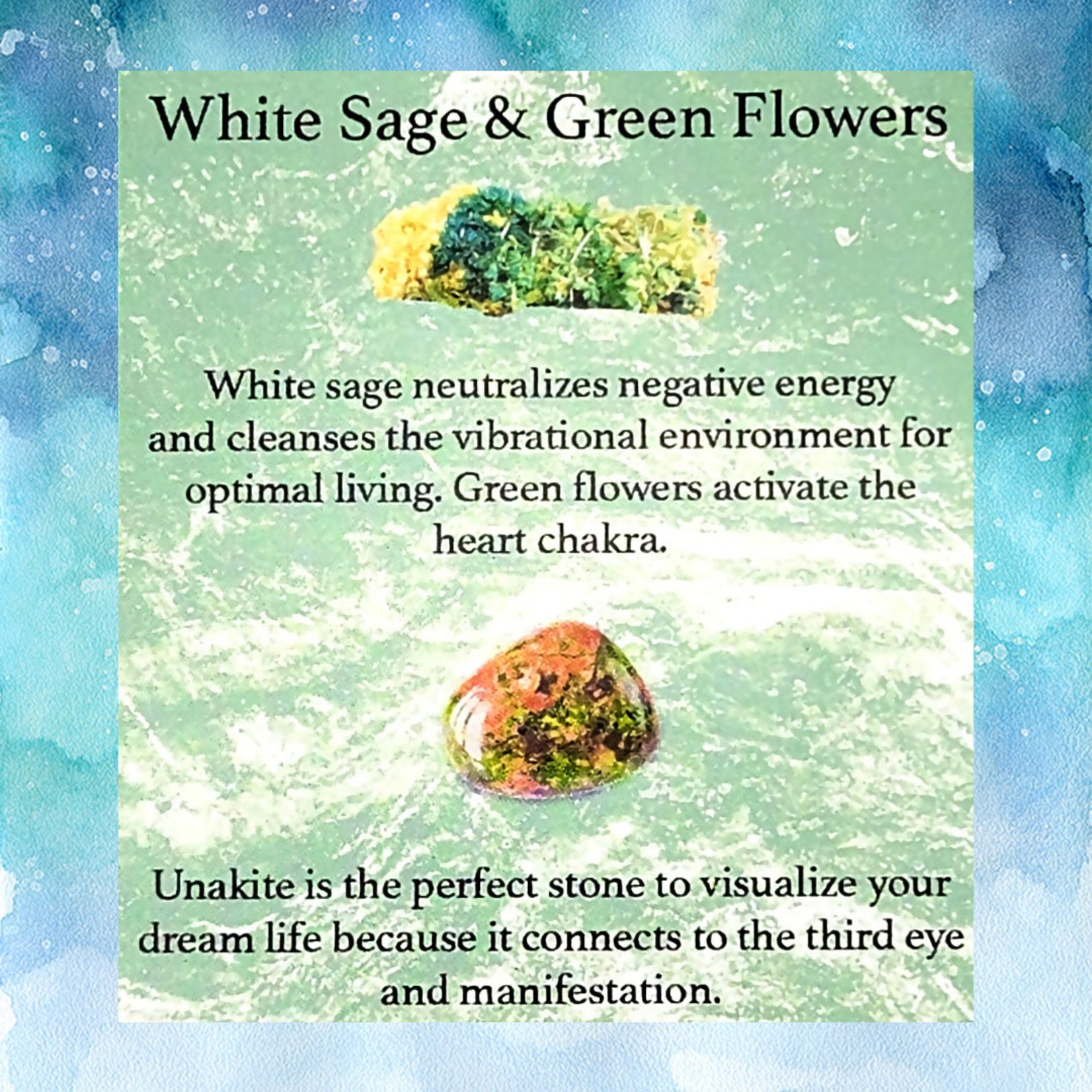 White Sage w/ Green Flowers w/ Unakite