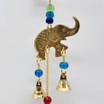 4 Elephant Brass Wind chime w/ Beads 24"