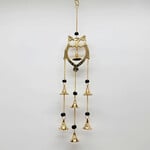 Owl Brass Wind Chime w/ Beads 16"L