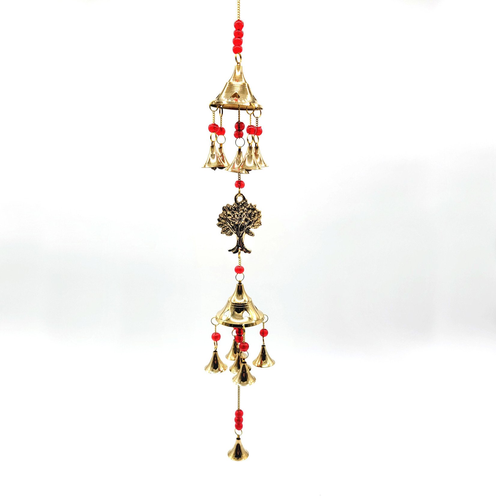 Tree of Life Brass Wind Chime w/ Beads 23"