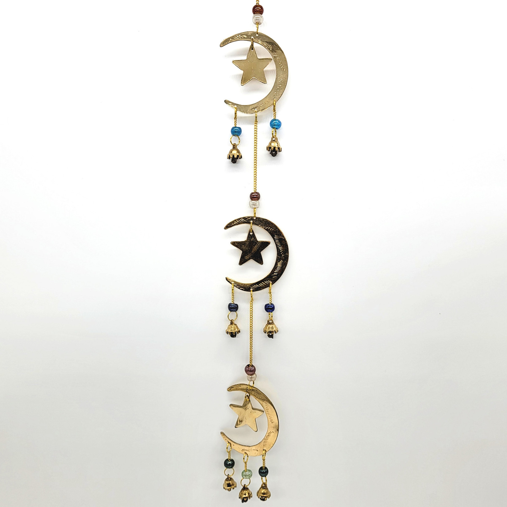 3 Star & Moon Windchime w/ Beads 22"