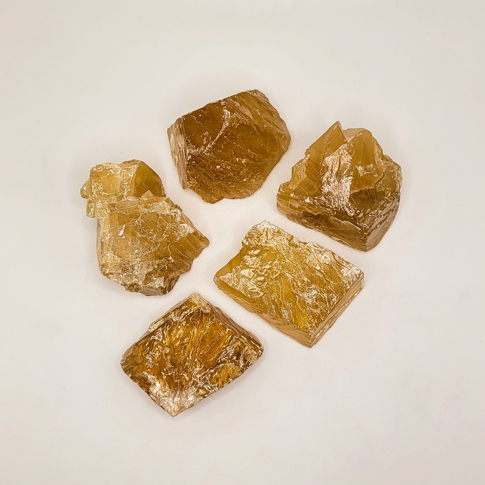 Honey Calcite chunks, 2 to 4 inches