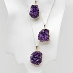 Silver Plated Amethyst Cluster Pendant Necklace