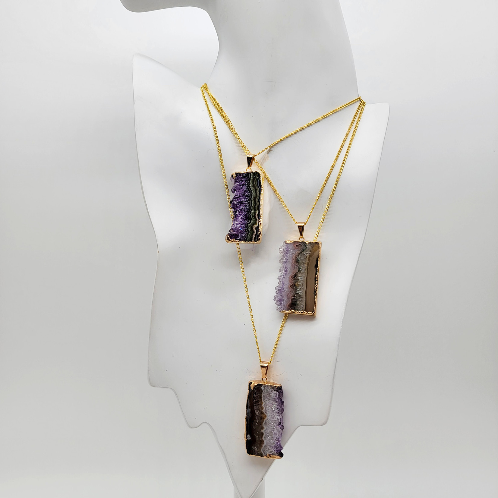Amethyst Slice Necklace Gold