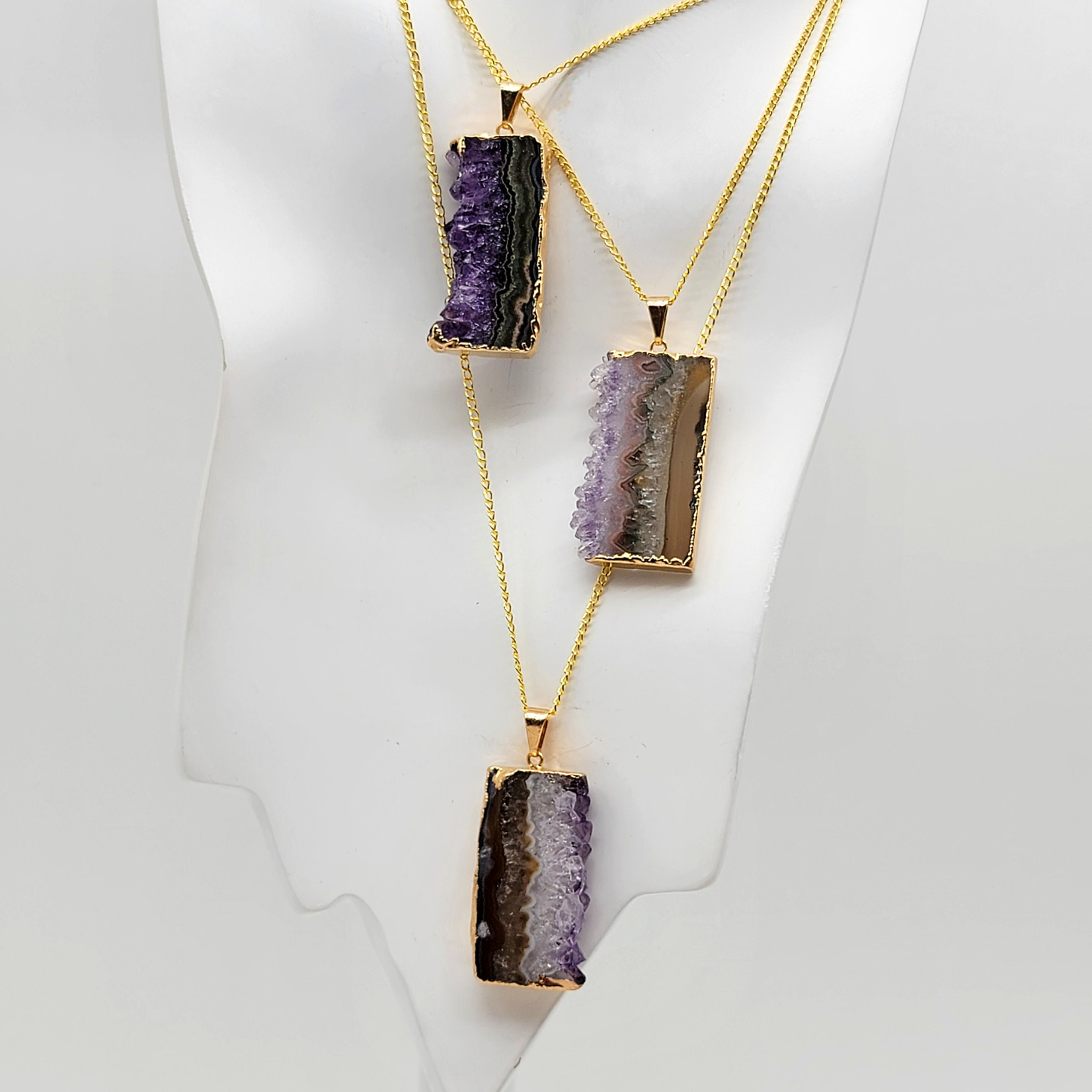 Amethyst Slice Necklace Gold
