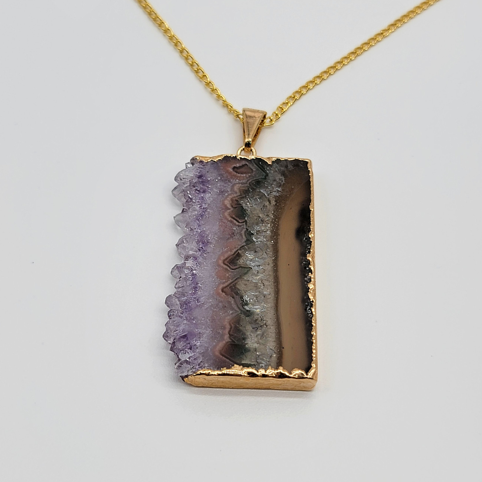 Amethyst Slice Necklace Gold