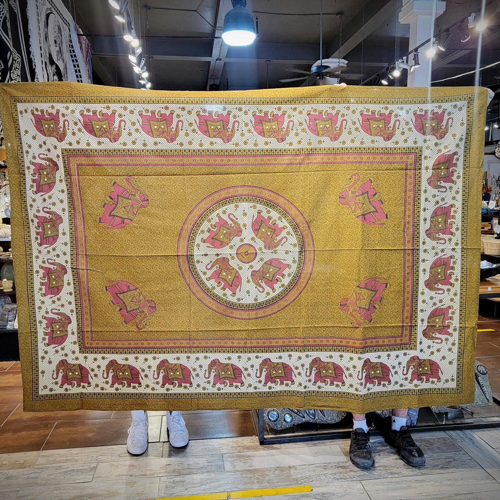 Olive and Burgundy Elephant Tapestry