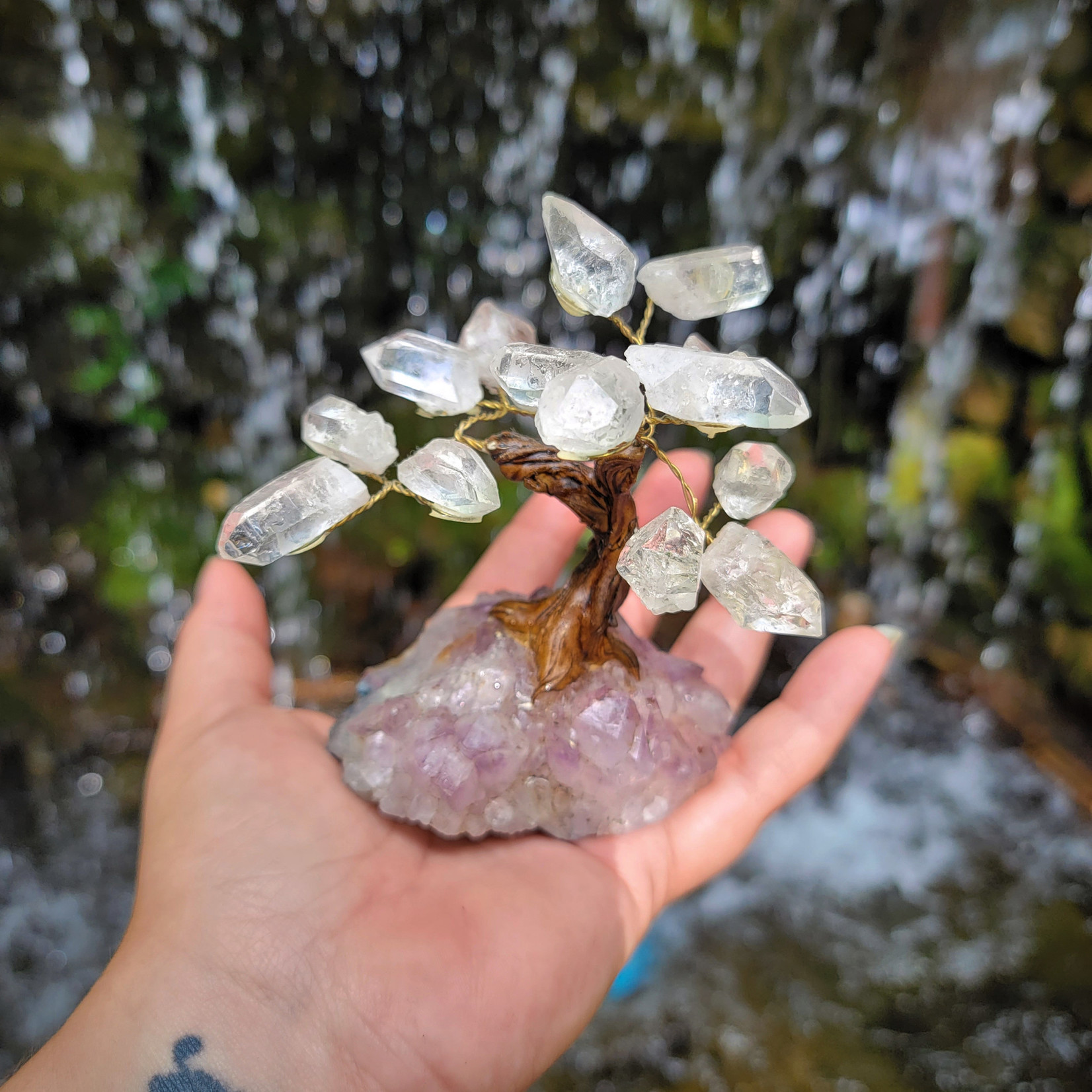 Quartz Point Tree on Amethyst Base