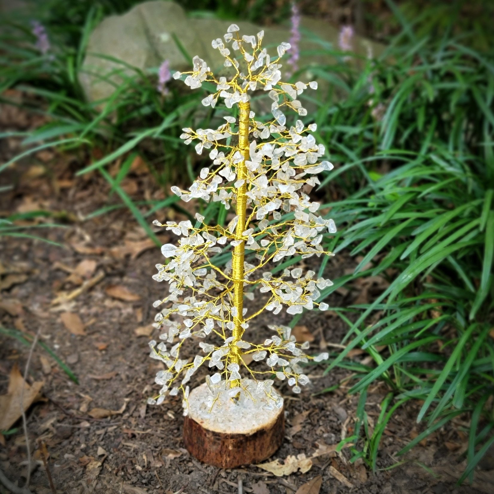 Gemstone Tree with Wood Base, 16"