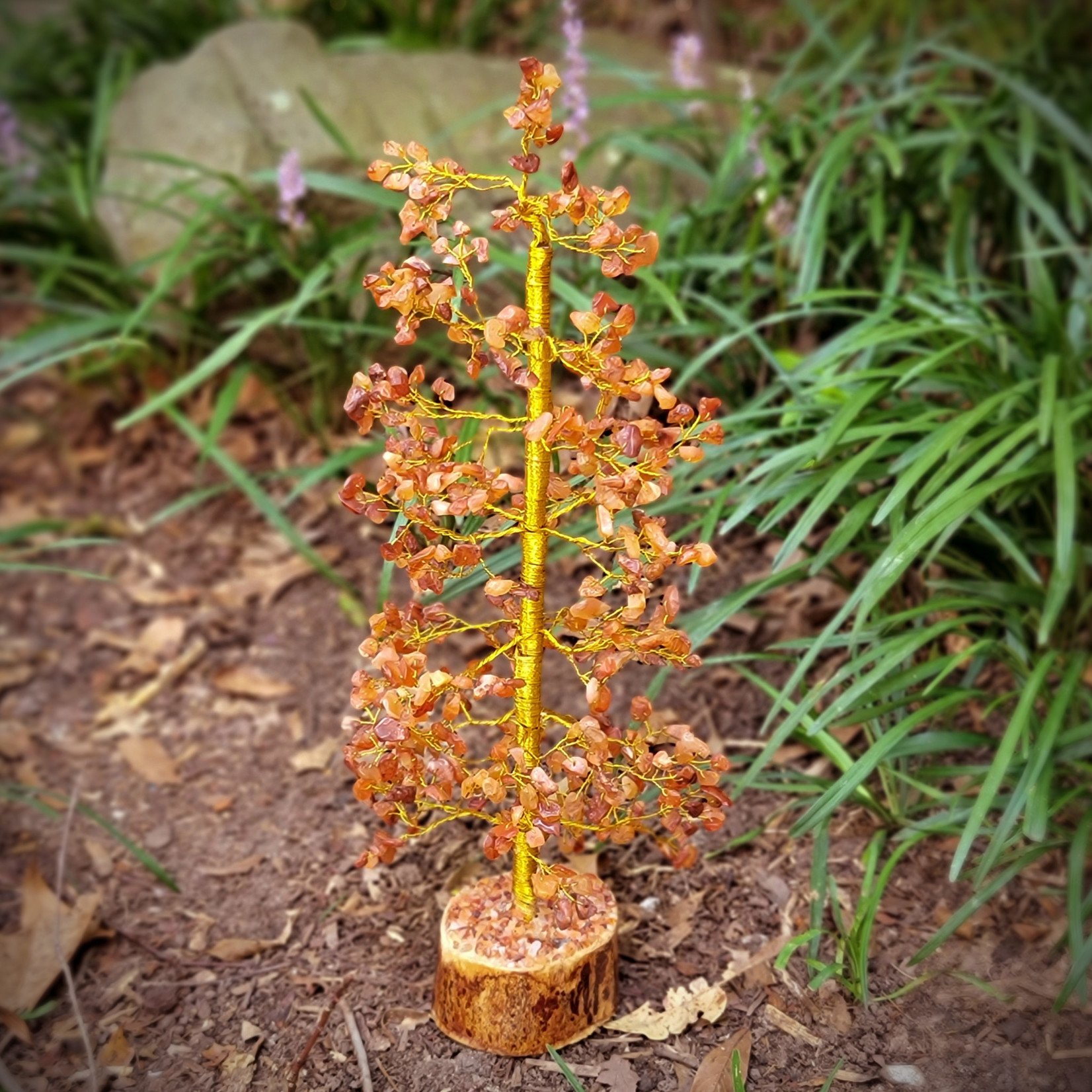 Gemstone Tree with Wood Base, 16"