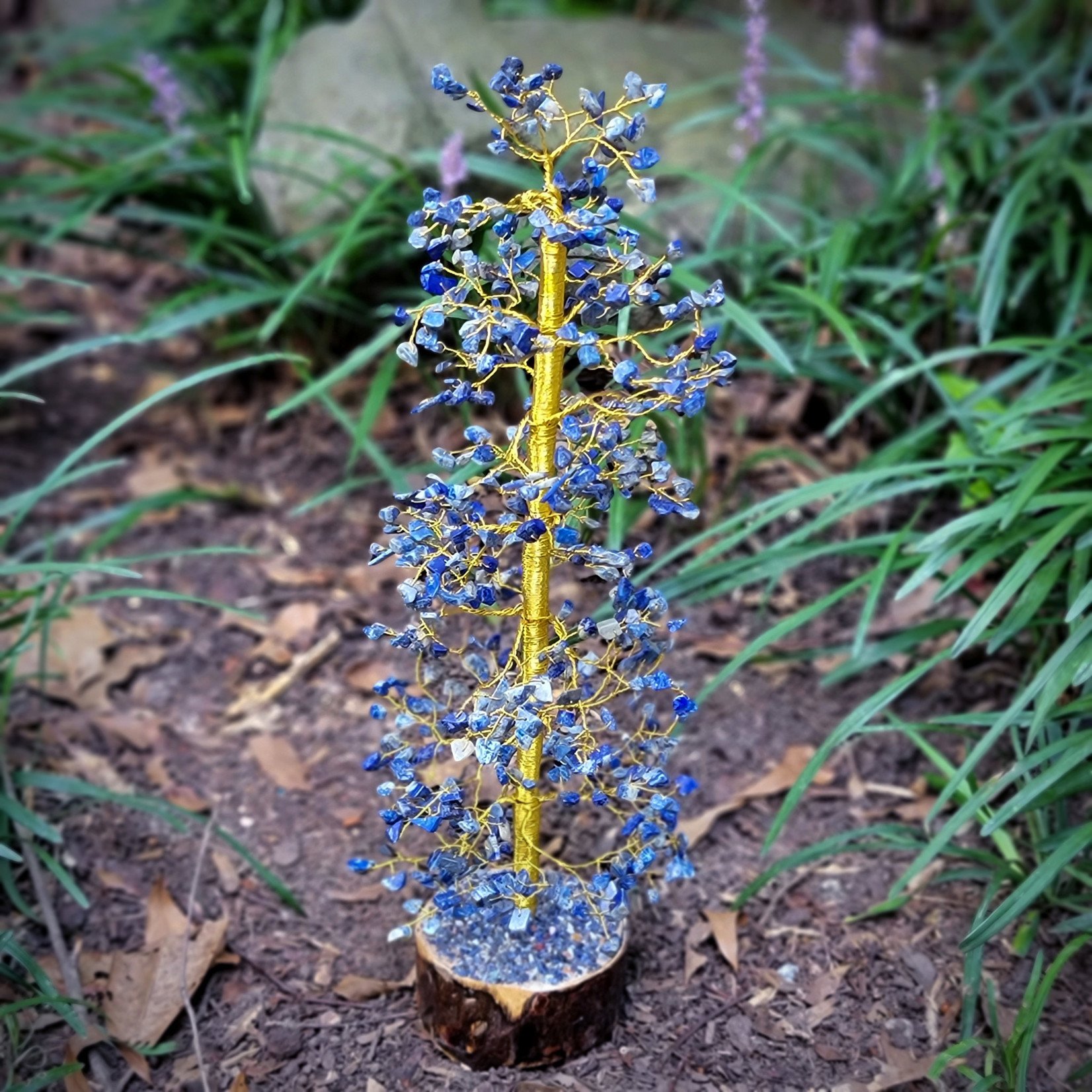 Gemstone Tree with Wood Base, 16"