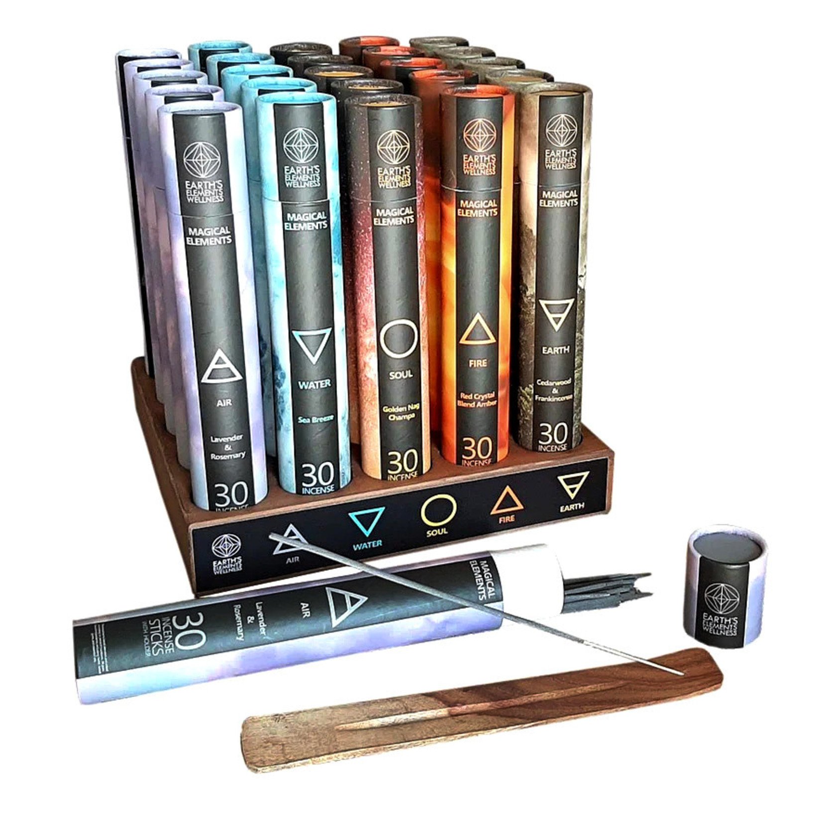 Earth's Elements Wellness: Magical Elements Incense, 30 sticks w/holder