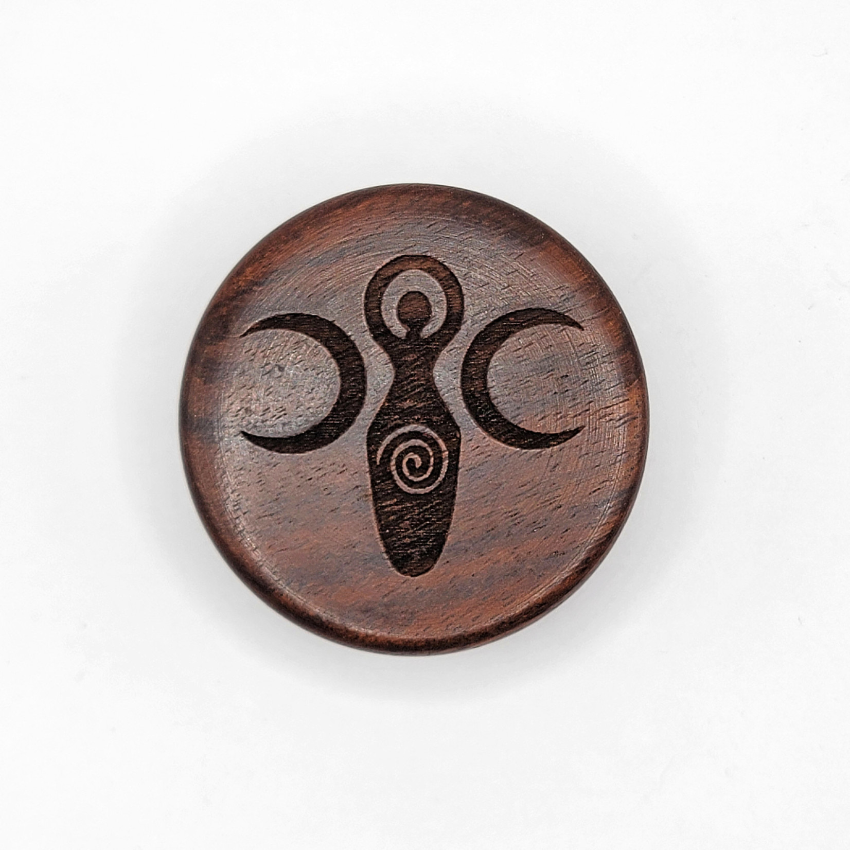 Goddess of Earth Carved Wooden Herb Grinder 2" Round