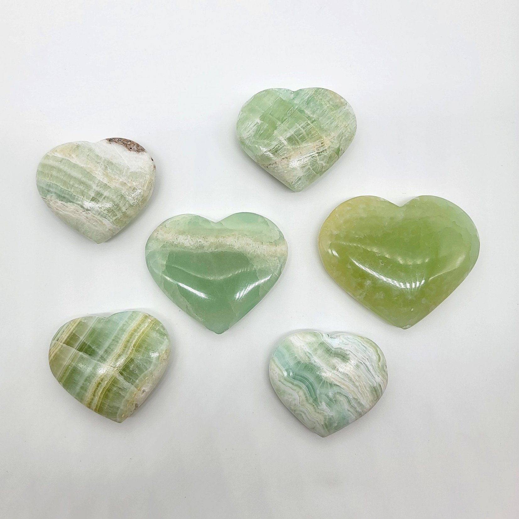 Pistachio Calcite Hearts