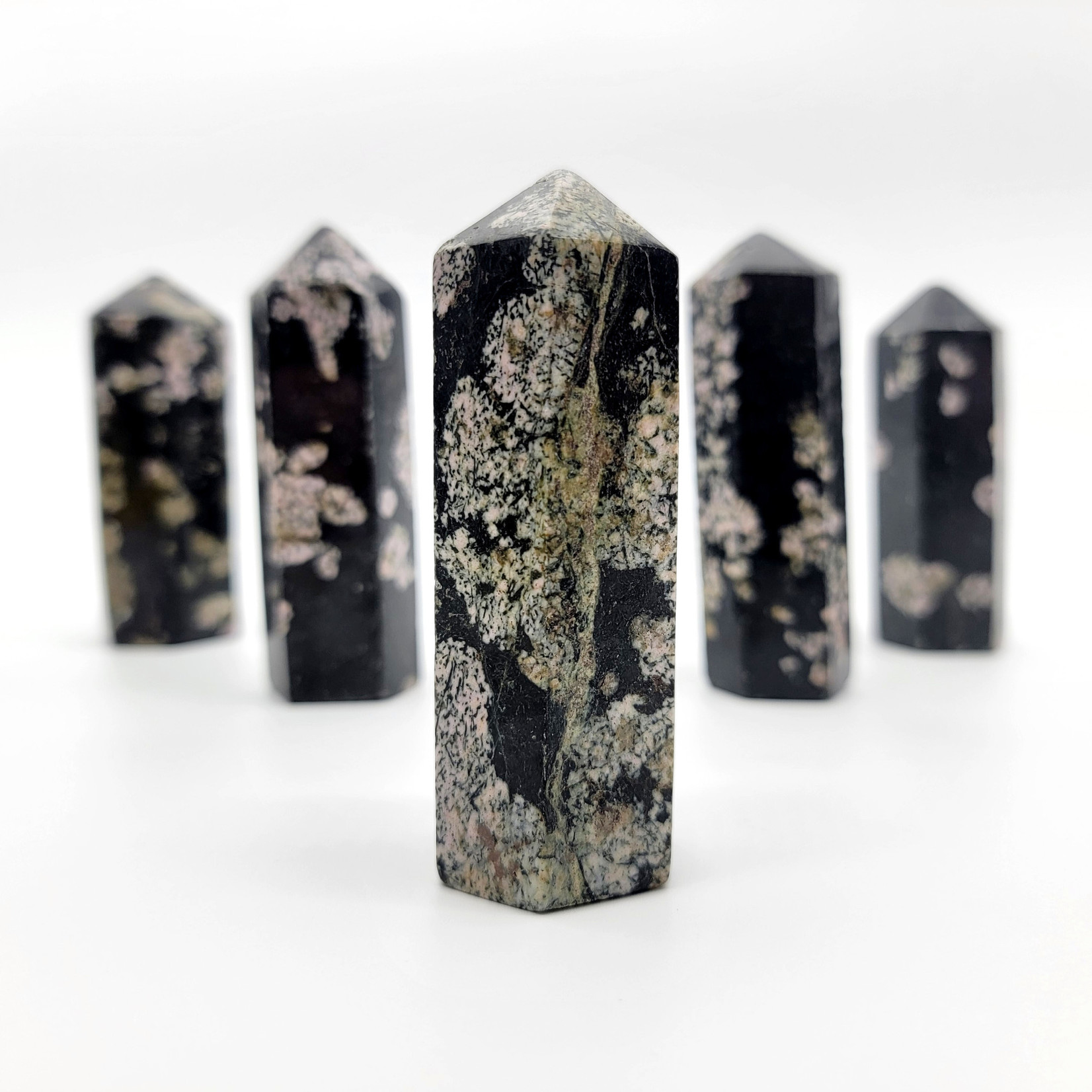 Black Jade with Thulite Tower