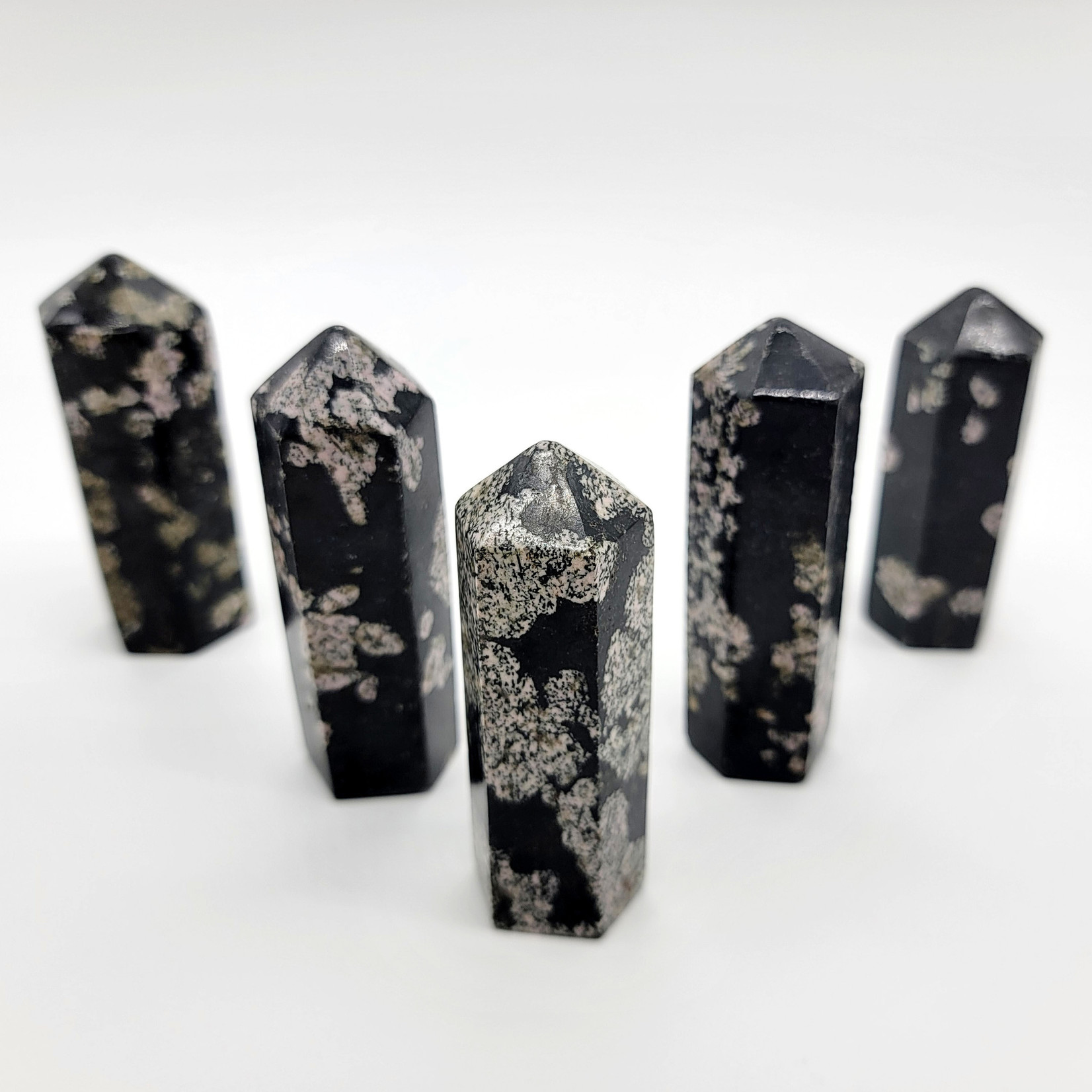 Black Jade with Thulite Tower