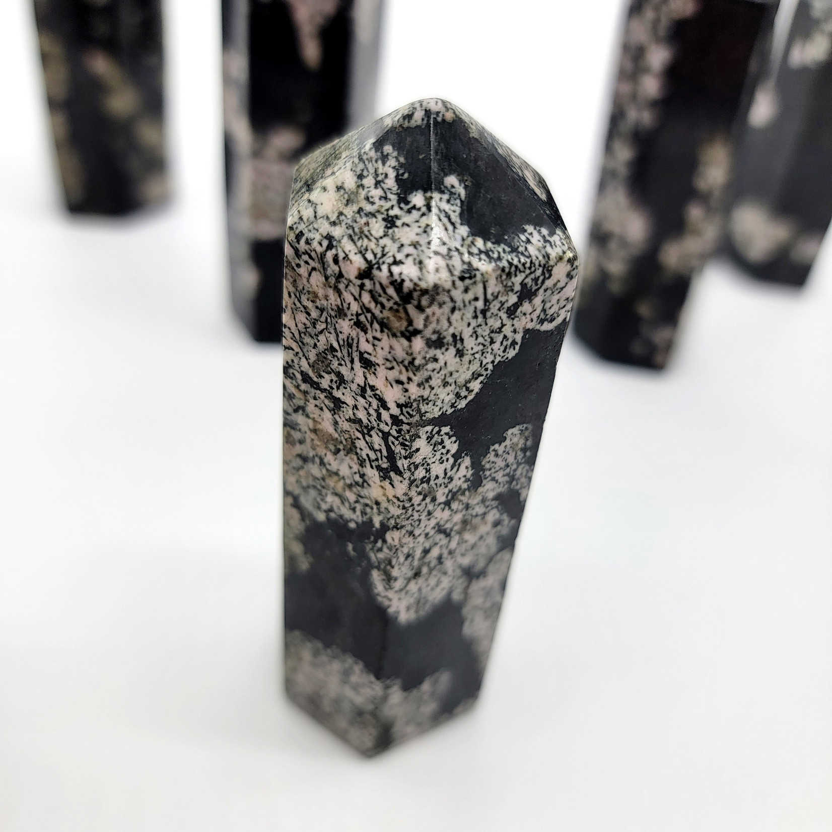 Black Jade with Thulite Tower