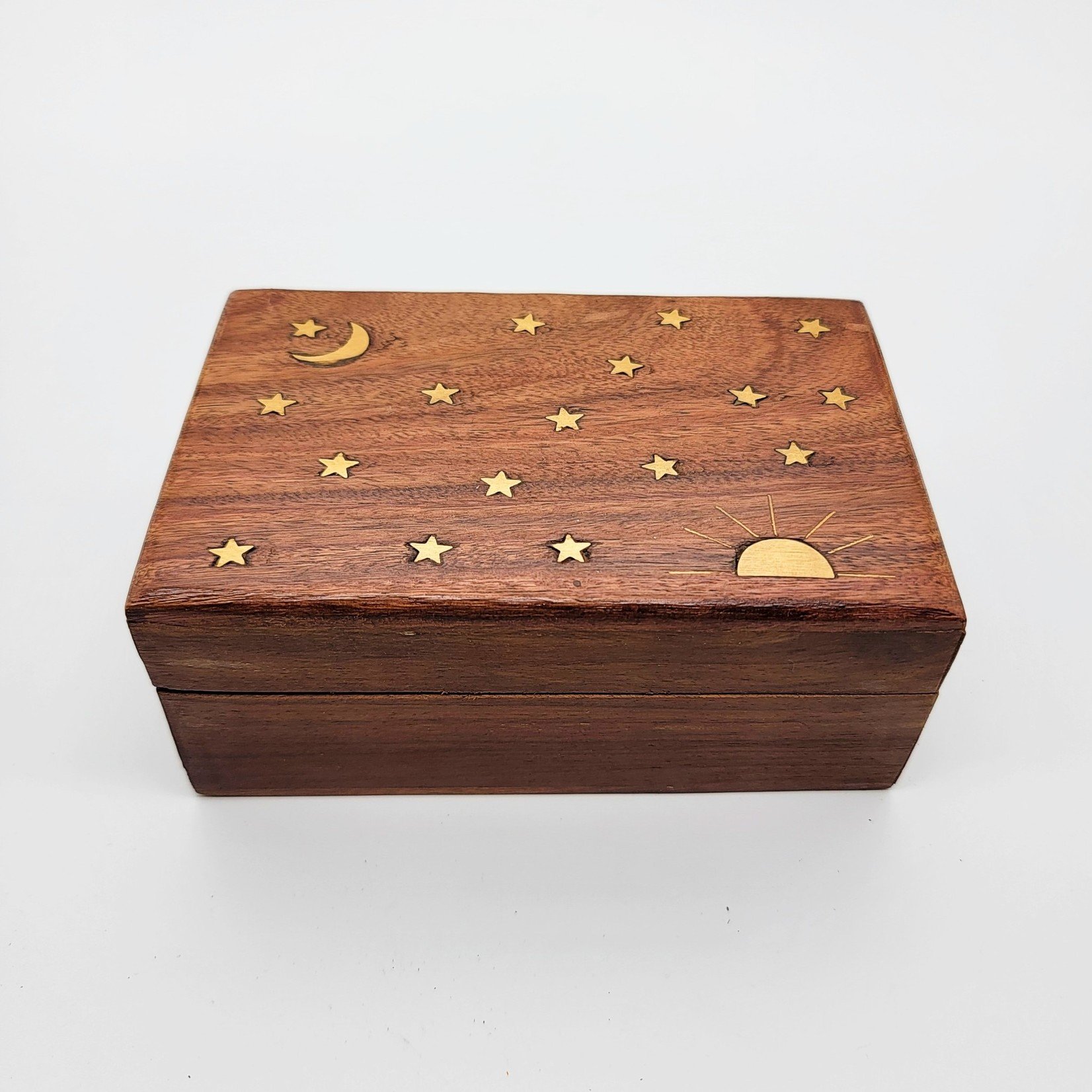 Celestial Rising Sun Inlay Wooden Box 4x6"